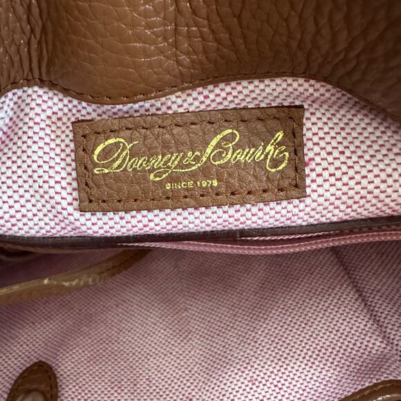 Dooney & Bourke Purse Brown Leather Logo Lock Sac Shoulder Tote Pebbled Leather - Picture 11 of 16